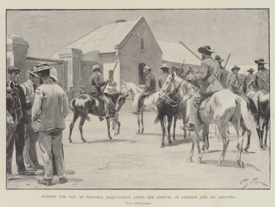 Utenfor fengselet i Pretoria umiddelbart etter ankomsten til Jameson og hans offiserer av William Barnes Wollen