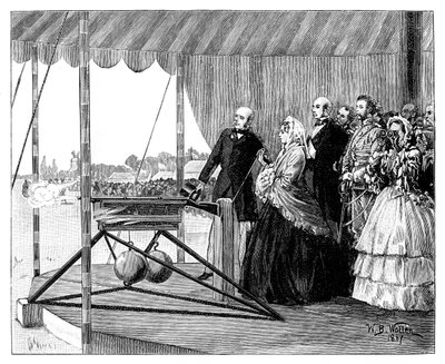 Dronning Victoria avfyrte det første skuddet ved Wimbledon, juli 1860, 1887. av William Barnes Wollen