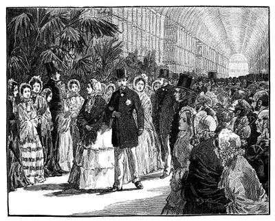 Kongelig og keiserlig besøk i Crystal Palace, 1850-tallet, c1888. av William Barnes Wollen