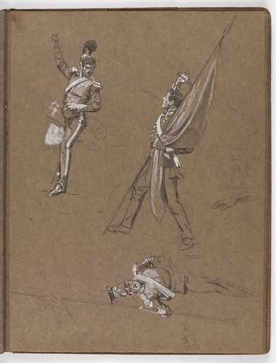 Studier til oljemaleriet, ?Flagget: Albuhera, 16. mai 1811? av William Barnes Wollen