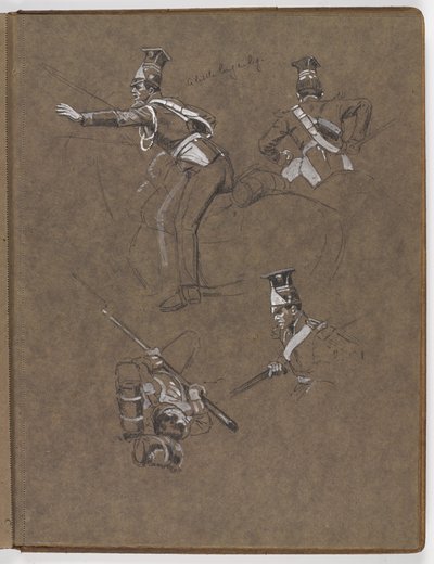 Studier til oljemaleriet, ?Flagget: Albuhera, 16. mai 1811? av William Barnes Wollen