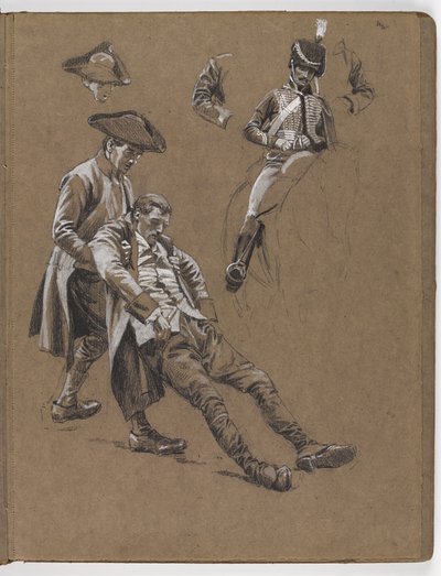 Studie for oljemaleriet av William Barns Wollen, ?Slaget ved Lexington 1775? av William Barnes Wollen