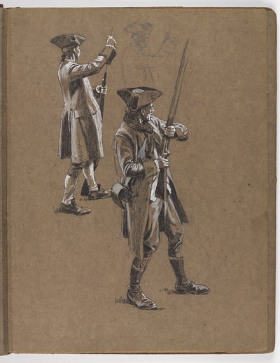 Studie for oljemaleriet av William Barns Wollen, ?Slaget ved Lexington 1775? av William Barnes Wollen