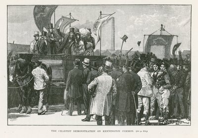 Chartist-demonstrasjonen på Kennington Common, London av William Barnes Wollen