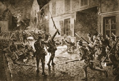 Coldstream-vaktene ved Landrecies, august 1914 av William Barnes Wollen