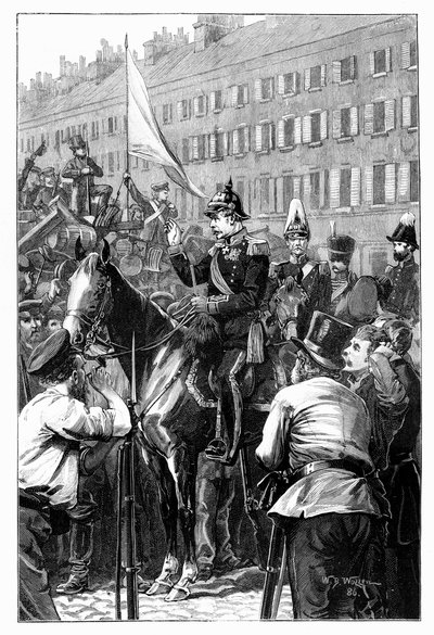 Kongen av Preussen henvender seg til berlinerne, 1848, 1900. av William Barnes Wollen