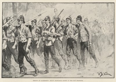 Tropper ved Aldershot, Heavy Marching Order in the Hot Weather av William Barnes Wollen