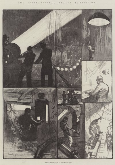Den internasjonale helseutstillingen, bak kulissene ved fontenene av William Bazett Murray