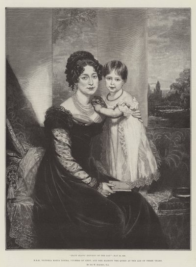 HKH Victoria Maria Louisa, hertuginne av Kent, og Hennes Majestet Dronningen i en alder av tre år av William Beechey