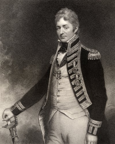 Sir Thomas Troubridge, 1st Baronet, gravert av W. Holl, fra 