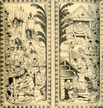 Kinesiske keramikere på jobb, design for glassmalerier, c1870, 1881. av William Bell Scott
