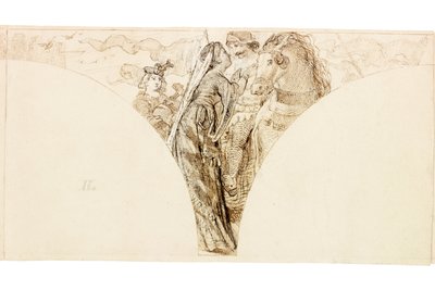 Skisse for veggmaleri i Wallington Hall (kroppsfarge) av William Bell Scott