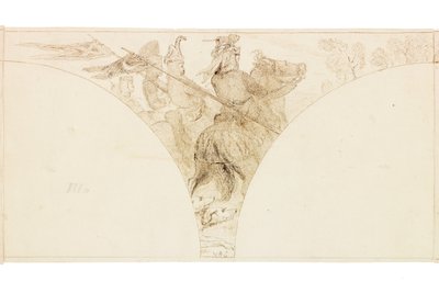 Skisse for veggmaleri i Wallington Hall (kroppsfarge) av William Bell Scott