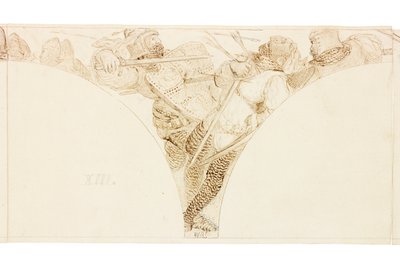 Skisse for veggmaleri i Wallington Hall (kroppsfarge) av William Bell Scott