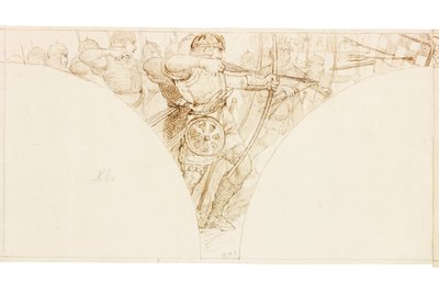 Skisse for veggmaleri i Wallington Hall (kroppsfarge) av William Bell Scott