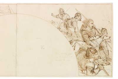 Skisse for veggmaleri i Wallington Hall (blekk og blyant på papir (limt på kort)) av William Bell Scott