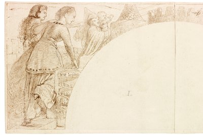 Skisse for veggmaleri i Wallington Hall (blekk og blyant på papir (limt på kort)) av William Bell Scott