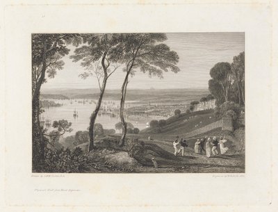 Plymouth Dock, fra Mount Edgecumbe av William Bernard Cooke