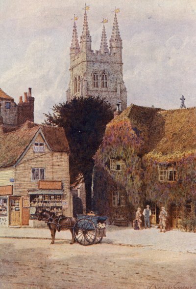 Church and Woolpack Hotel, Tenterden (fargelitografi) av William Biscombe Gardner