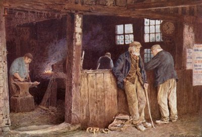 Geerings Forge, Rolvenden (farge litho) av William Biscombe Gardner
