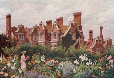 Hollingbourne herregård fra Upeer-hagen (fargelitografi) av William Biscombe Gardner