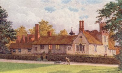 Ightham Mote fra terrassen (fargelitografi) av William Biscombe Gardner