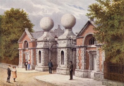 Hovedinngang, Royal Naval College, Greenwich (fargelitografi) av William Biscombe Gardner