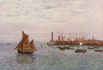 Margate havn (fargelitografi) av William Biscombe Gardner