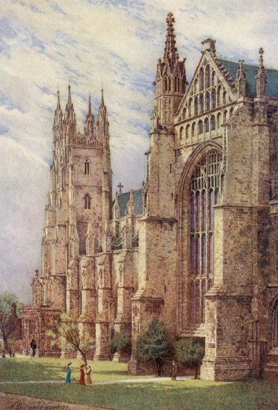 Sørvest-transeptet og St. George#39;s Tower, Canterbury-katedralen (fargelitografi) av William Biscombe Gardner
