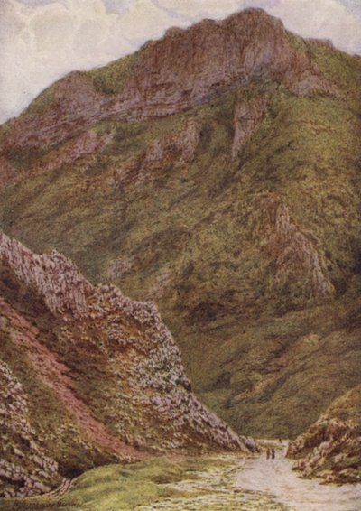 The Lion Rock i Winnats, mellom Castleton og Edale (farge litho) av William Biscombe Gardner