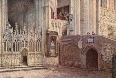 Martyrdøden, Canterbury-katedralen (fargelitografi) av William Biscombe Gardner