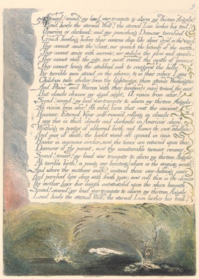 Amerika. En profeti, plate 11, lyd! Lyd! Mine høye krig-trompeter .... av William Blake