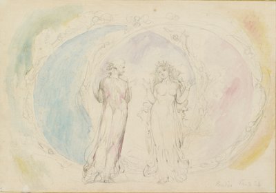 Beatrice og Dante i Gemini, midt i flammens sfærer, 1825-1827 av William Blake