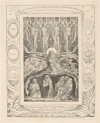 Jobs bok, plate 14, Da morgenstjernene sang sammen av William Blake