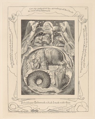 Jobs bok, Plate 15, Behemoth og Leviatan av William Blake