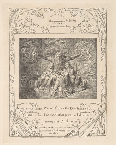 Jobs bok, plate 20, Job og hans døtre av William Blake