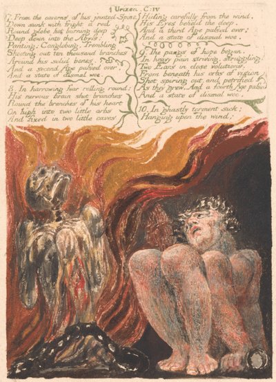 Den første boken til Urizen, plate 10, "7. Fra hulene i hans leddede ryggrad . . . ." (Bentley 11) av William Blake