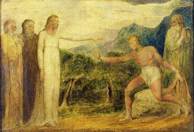 Kristus gir Bartimaeus syn (tempera med penn og blekk på lerret) av William Blake