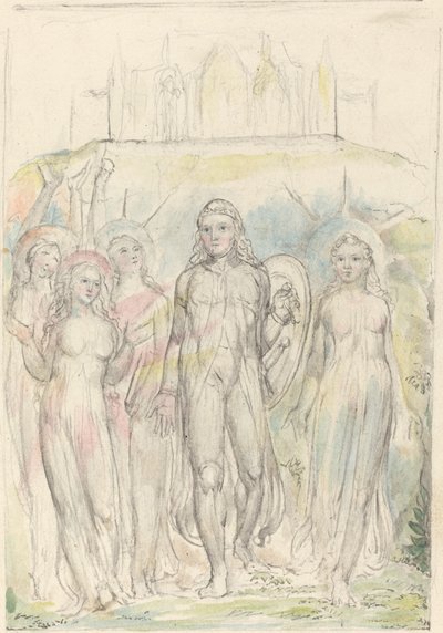 Kristen med troens skjold, tar avskjed med sine ledsagere av William Blake