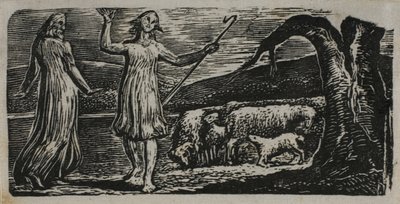 Colinet Departs in Sorrow: Riven Trunk til høyre, fra The Pastorals of Virgil av William Blake