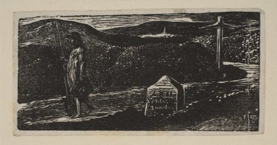 Colinets Journey, Milestone merket LXII Miles til London, fra Thorntons Pastorals of V..., 1821. av William Blake