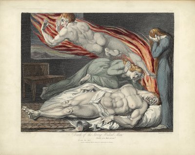 Death of the Strong Wicked Man, illustrasjon fra "The Grave" av Robert Blair, gravert av Louis Schiavonetti av William Blake