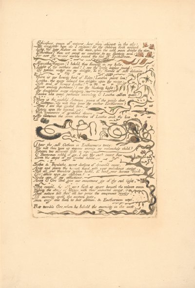 Europa. A Prophecy, Plate 16, Ethinthus dronning av vann. . . . (Bentley 17) av William Blake