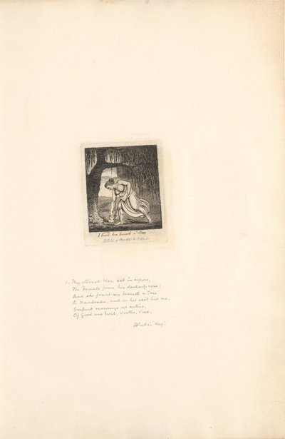 For kjønnene - The Gates of Paradise, Plate 3, fant jeg ham under et tre av William Blake