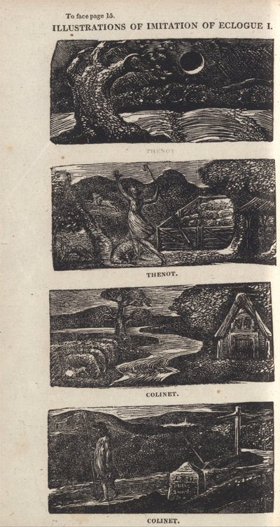 Illustrasjoner av imitasjon av Eclogue I, side 15 av William Blake