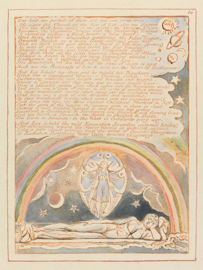 Jerusalem, Plate 14, Ett hår eller partikkel av støv.... av William Blake