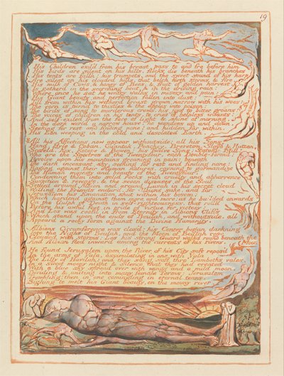 Jerusalem, Plate 19, Hans barn ble forvist fra hans bryst... av William Blake