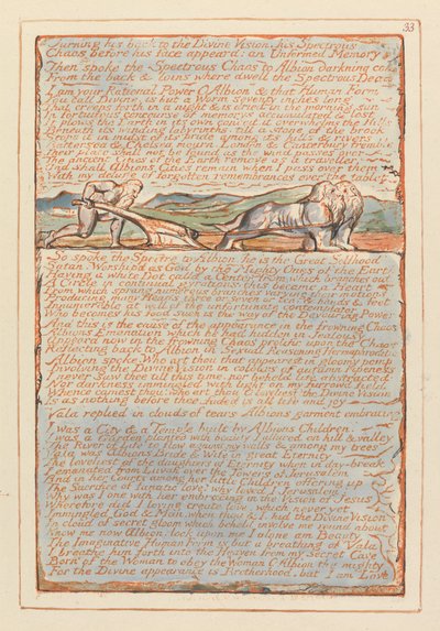 Jerusalem, plate 33, snu ryggen til det guddommelige syn ... av William Blake