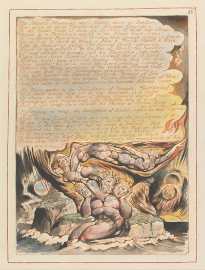 Jerusalem, Plate 50, Atlanterhavsfjellene.... av William Blake