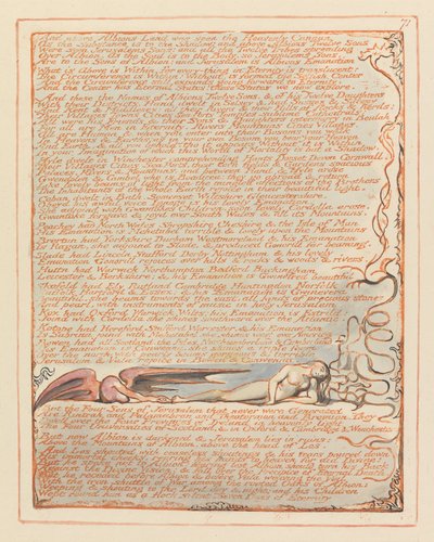 Jerusalem, Plate 71, Og over Albions Land.... av William Blake